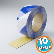 Nzb Reflektörlü Bant 5cm x 10 Metre Mavi Beyaz Gece Görünürlüğü Artıran Güçlü Yapışkanlı Güvenlik Uyarı Şeridi