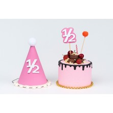 Aloha Concept Pembe Parti Şapkası Seti Pasta Süslü 6 Aylık Oldum Yarım Yaş Doğum Günü