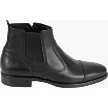HC MEN CLASSIC Erkek Chelsea Bot Fermuarlı Deri Eva Taban Siyah