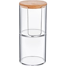 Royal Gross Ahşap Kapaklı Çift Katlı Pamukluk Organizer – Makyaj Düzenleyici