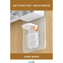 Letsii Şeffaf Yapışkanlı Raf Tutucu Klips 4 Adet