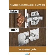 Letsii Paslanmaz Çelik Dayanıklı Menteşe Onarım Plakası 9x9 cm