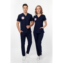 Nur Medikal Giyim Unisex Lacivert Hemşire Scrubs Üniforma Takım Patriot Blue(Sağlık Bakanlığı Yeni Yönetmeliğe Uygun)