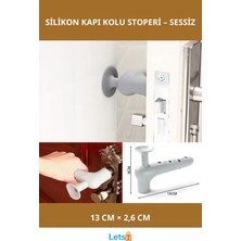 Letsii Vantuzlu Sessiz Silikon Kapı Kolu Stoperi Açık Gri 13CM
