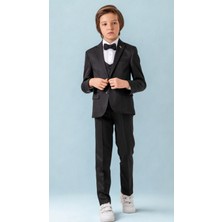 Erkek Çocuk Smokin Takım Elbise – Ceketli Pantolonlu Yelekli Papyonlu Gömlekli 5’li Set