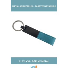 Letsii Şık Turkuaz Deri Metal Anahtarlık Kişiye Özel Hediye