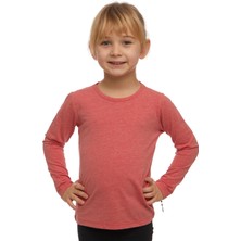 Turuncu Melanj Basic Mevsimlik Likralı Uzun Kollu Kız Çocuk Tişört