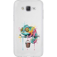 PrintiFy Samsung Galaxy J7 ile Uyumlu Splash Bukalemun Tasarımlı Slimfit Şeffaf Silikon Kılıf