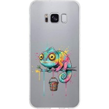 PrintiFy Samsung Galaxy S8 ile Uyumlu Splash Bukalemun Tasarımlı Slimfit Şeffaf Silikon Kılıf