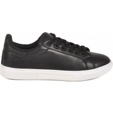 Ayk's Siyah Beyaz Bağcıklı Hafif Cilt Erkek Sneaker Mota 600 M