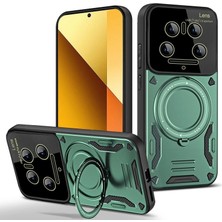 Eco Port Xiaomi Mi 14 Ultra Kılıf Joy Lens Standlı Kapak - Koyu Yeşil