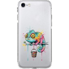 PrintiFy iPhone 8 ile Uyumlu Splash Bukalemun Tasarımlı Şeffaf Silikon Kılıf