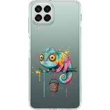 PrintiFy Samsung Galaxy M33 ile Uyumlu Splash Bukalemun Tasarımlı Şeffaf Silikon Kılıf