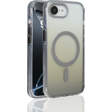 Akare iPhone 16E Kılıf M-Safe Şarj Özellikli Transparan Renk Geçişli Zore Toros Kapak - Gri