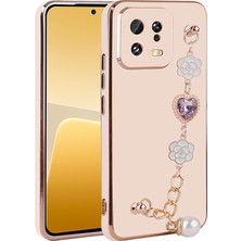 Akare Xiaomi Mi 13 Kılıf El Tutamaçlı Kamera Korumalı Akre Taka Silikon Kapak-Pembe