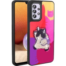 Akare Galaxy A32 4g Kılıf Parlayan Kabartmalı Ikonik Figürlü Akre Amas Silikon Kapak-Mor
