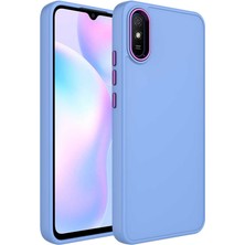 Akare Xiaomi Redmi 9A Kılıf Metal Çerçeve ve Buton Tasarımlı Silikon Akre Luna Kapak-Lila