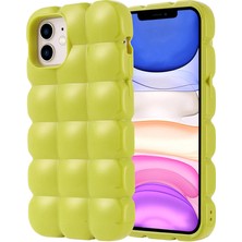 Akare Apple iPhone 11 Kılıf Parlak Esnek Silikon Akre Dom Dom Kapak-Yeşil
