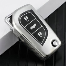 Alazpay Toyota Corolla Auris Yaris Avensis Verso Hilux Parlak Tpu Anahtar Kılıfı (3 Tuş)