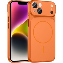 Akare iPhone 15 Kılıf Zore M-Safe Şarj Özellikli Kamera Korumalı Formen Kapak - Turuncu