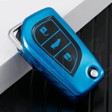 Alazpay Toyota Corolla Auris Yaris Avensis Verso Hilux Parlak Tpu Anahtar Kılıfı (3 Tuş)