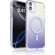 Akare iPhone 11 Kılıf M-Safe Şarj Özellikli Transparan Renk Geçişli Zore Toros Kapak - Lila