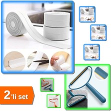Hereveoyuncak 156 gr Beyaz Su Sızdırmaz Lavabo Kenar Bandı 3.2 M + Elbise Tiftik Tüy Toplama Aleti - 2li Set U1T1L