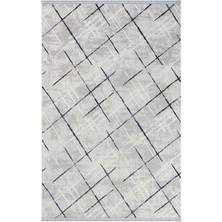 Karmen Halı Tokyo TK001M Gri Halı Lacivert Detaylı Modern Akrilik Halı Kaymaz Taban Tozuaz Salon Halısı Koridor