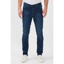 Locus Jeans Erkek Orta Mavi Slim Fit Tırnak Detaylı Kot Pantolon LCS68331104