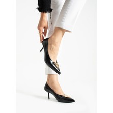 Stato - Siyah Renk Tokalı Suni Deri Kadın Topuklu Ayakkabı