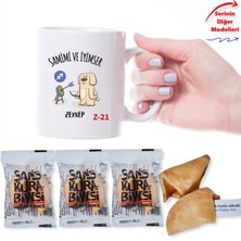 E-Hediyeci Kişiye Özel Burç Temalı Doğum Günü Hediyesi Kupa Bardak ve 3 Adet Şans Kurabiyesi