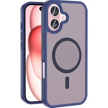 Akare iPhone 16 Plus Kılıf Magsafe Şarj Özellikli Mat Arka Yüzey Akre Sio Kapak-Lacivert