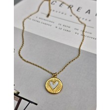 Duru Aksesuar Çelik Gold Renk Sedefli Kalp Model Kolye