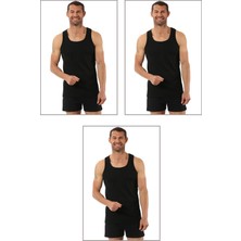 Özkan Underwear Özkan 0058 3'lü Paket Erkek %100 Pamuklu Ribana Esnek Rahat Sırtı Çapraz Sporcu Rambo Kalın Askılı Atlet