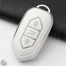 Alazpay Togg T10X T10F Uyumlu Tpu Anahtar Kılıfı (Beyaz Gümüş)