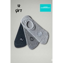 Allunique Penye Pamuk 12'li Gri Asorti Görünmez Sneaker Çorap