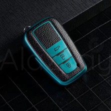 Alazpay Toyota Corolla Rav4 Land Cruiser Camry Prado C-Hr Deri Görünümlü Tpu Anahtar Kılıfı (3 Tuş)