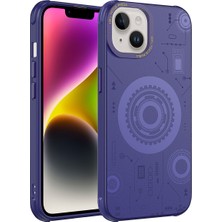 Akare iPhone 14 Plus Uyumlu Akre Wireless Şarj Özellikli Desenli Hot Kapak-Derin Mor