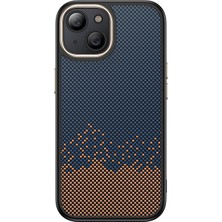 Akare iPhone 14 Plus Kılıf M-Safe Şarj Özellikli Karbon Fiber Görünümlü Akre Antina Kapak - Mavi