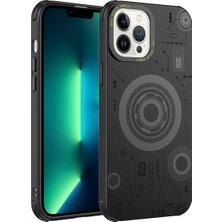 Akare iPhone 13 Pro Uyumlu Akre Wireless Şarj Özellikli Desenli Hot Kapak-Siyah