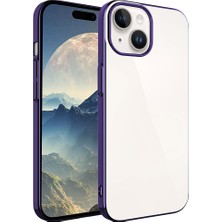 Akare Apple iPhone 15 Kılıf Sert Pc Renkli Çerçeveli Akre Riksos Kapak-Derin Mor
