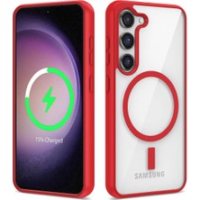 Akare Galaxy S22 Kılıf Magsafe Wireless Şarj Özellikli Silikon Akre Ege Kapak-Kırmızı