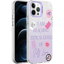 Akare iPhone 12 Pro Max Uyumlu Mermer Desenli Akre Marbello Kapak-Mor