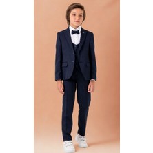 Erkek Çocuk Smokin Takım Elbise – Ceketli Pantolonlu Yelekli Papyonlu Gömlekli 5’li Set