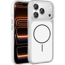 Akare iPhone 17 Pro Max Kılıf M-Safe Şarj Özellikli Metal Buton Tasarımlı Zore Ikonik Sert Silikon Kapak -
