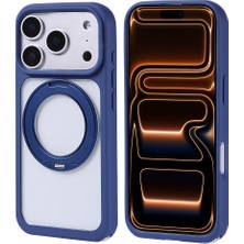 Akare iPhone 17 Pro Max Kılıf M-Safe Şarj Özellikli Standlı Akre Piza Silikon Kapak - Lacivert