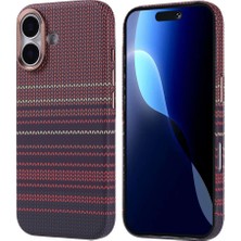 Akare iPhone 17 Kılıf M-Safe Şarj Özellikli Karbon Fiber Görünümlü Akre Nekst Kapak - Kırmızı