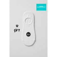 Allunique Penye Pamuk 12'li Beyaz Görünmez Sneaker Çorap