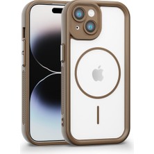 Vissona iPhone 13 Uyumlu Kamera Korumalı Magsafe Wireless Şarj Özellikli Mat Silikon Haki renkli Silikon Tel