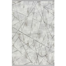 Karmen Halı Tokyo 1703 Gri Halı Antrasit Detaylı Geometrik Desen Modern Akrilik Halı Kaymaz Taban Tozuaz